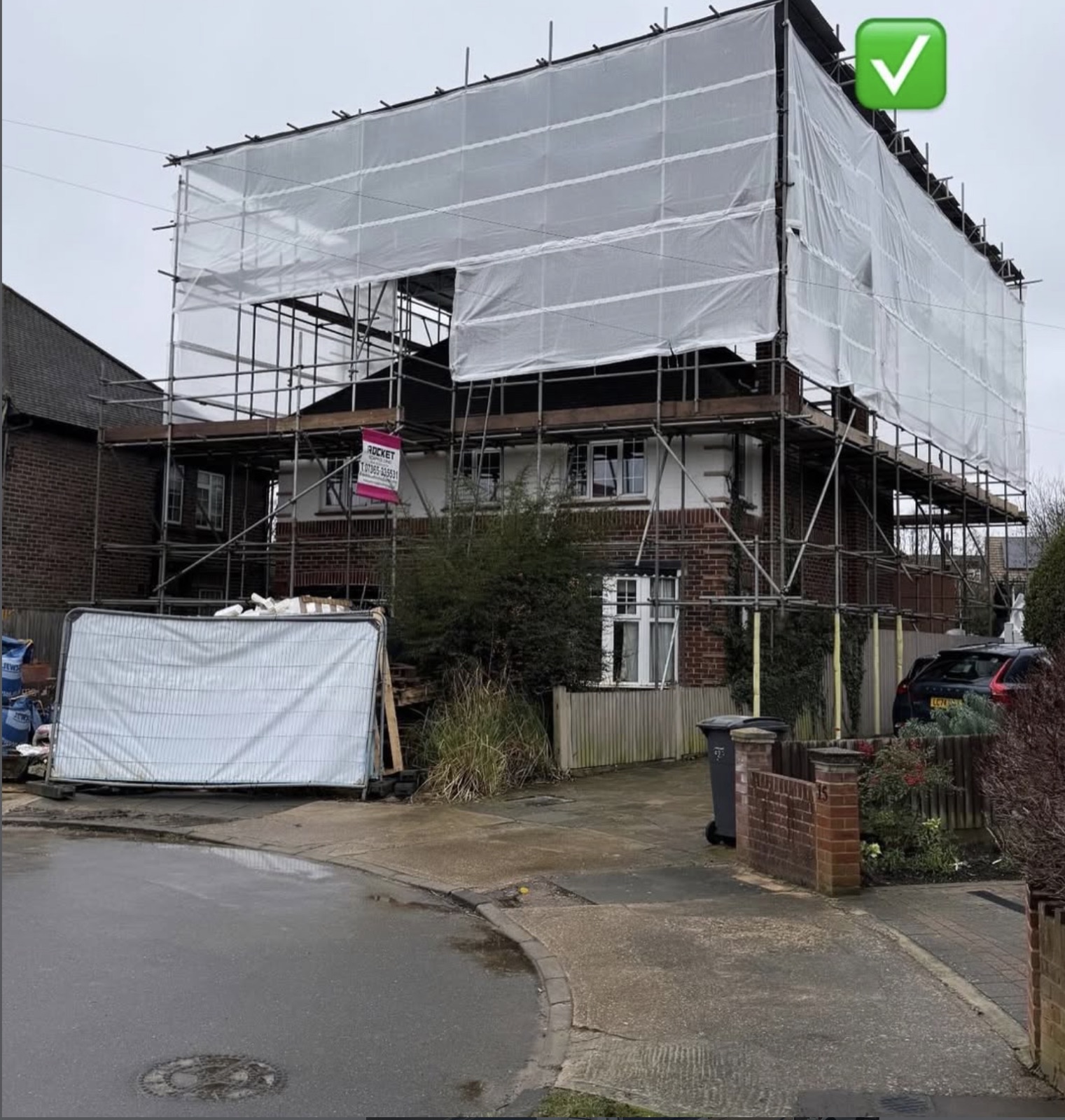 Roof-level scaffolding and roofline access on a London property — Rocket Scaffolding